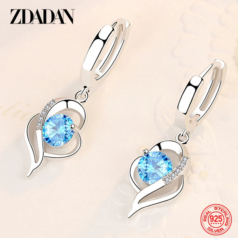 ZDADAN 925 Sterling Silver Crystal Zircon Earring