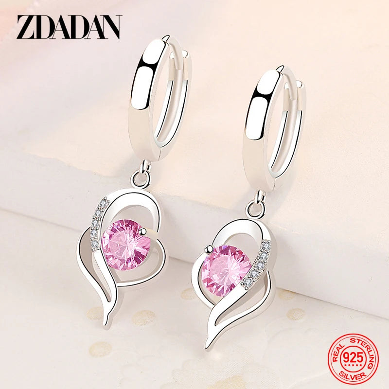 ZDADAN 925 Sterling Silver Crystal Zircon Earring