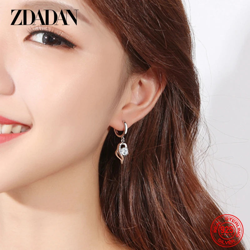 ZDADAN 925 Sterling Silver Crystal Zircon Earring