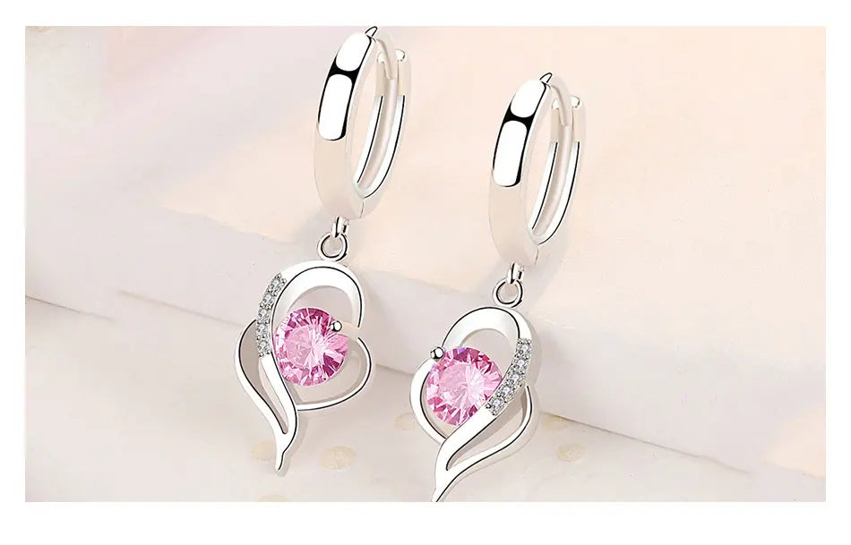 ZDADAN 925 Sterling Silver Crystal Zircon Earring