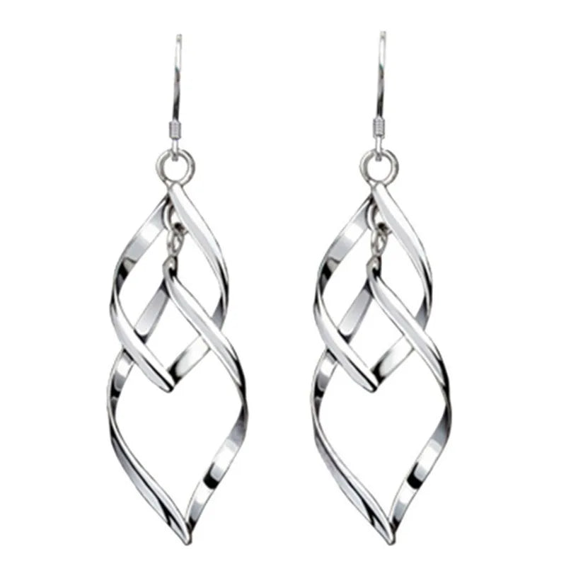 Silver Hollow Exaggerated Long Tassel Hook Earrings