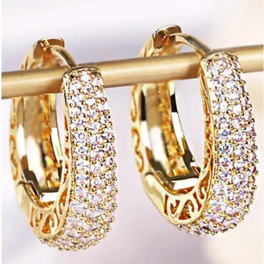 Round sparkling zircon earrings