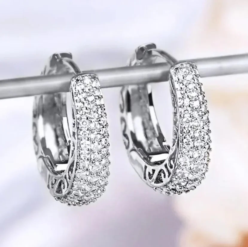 Round sparkling zircon earrings