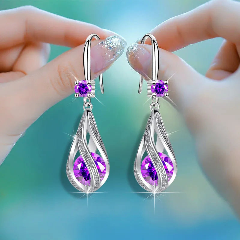 Zircon Stone Water Drop Dangle Earrings