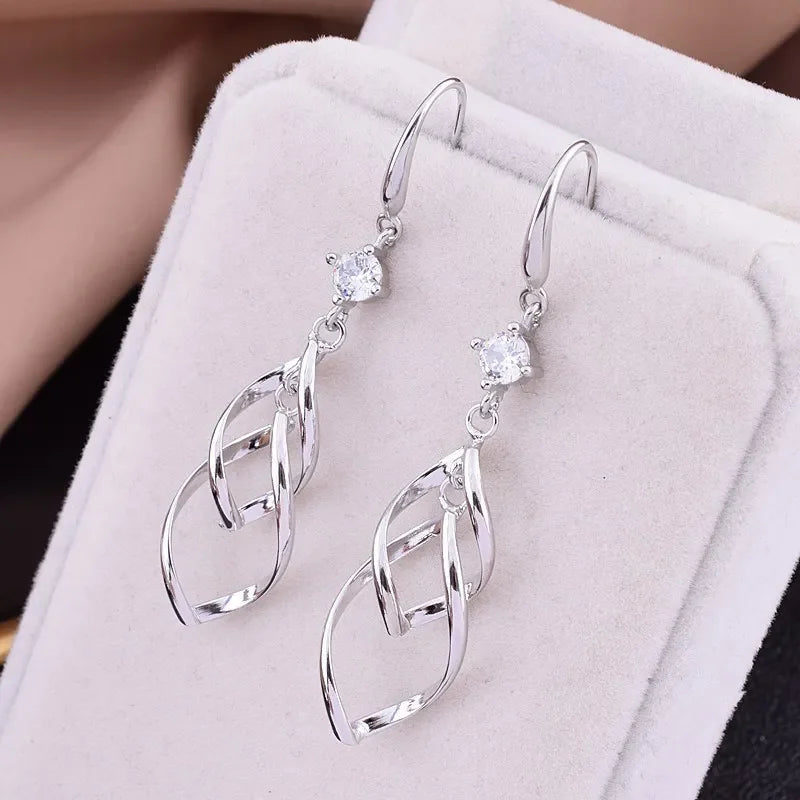 Silver Hollow Exaggerated Long Tassel Hook Earrings