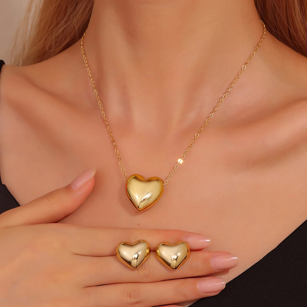 3 Pcs Set Heart Shaped Jewelry Set