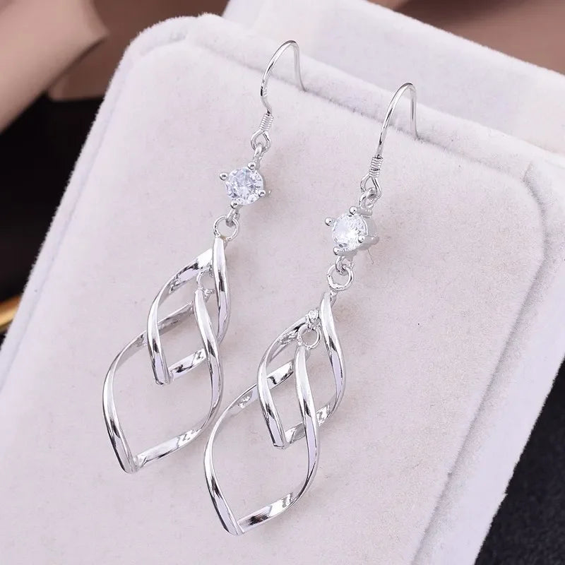 Silver Hollow Exaggerated Long Tassel Hook Earrings