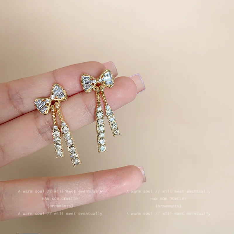 Shiny Bow Stud Earrings