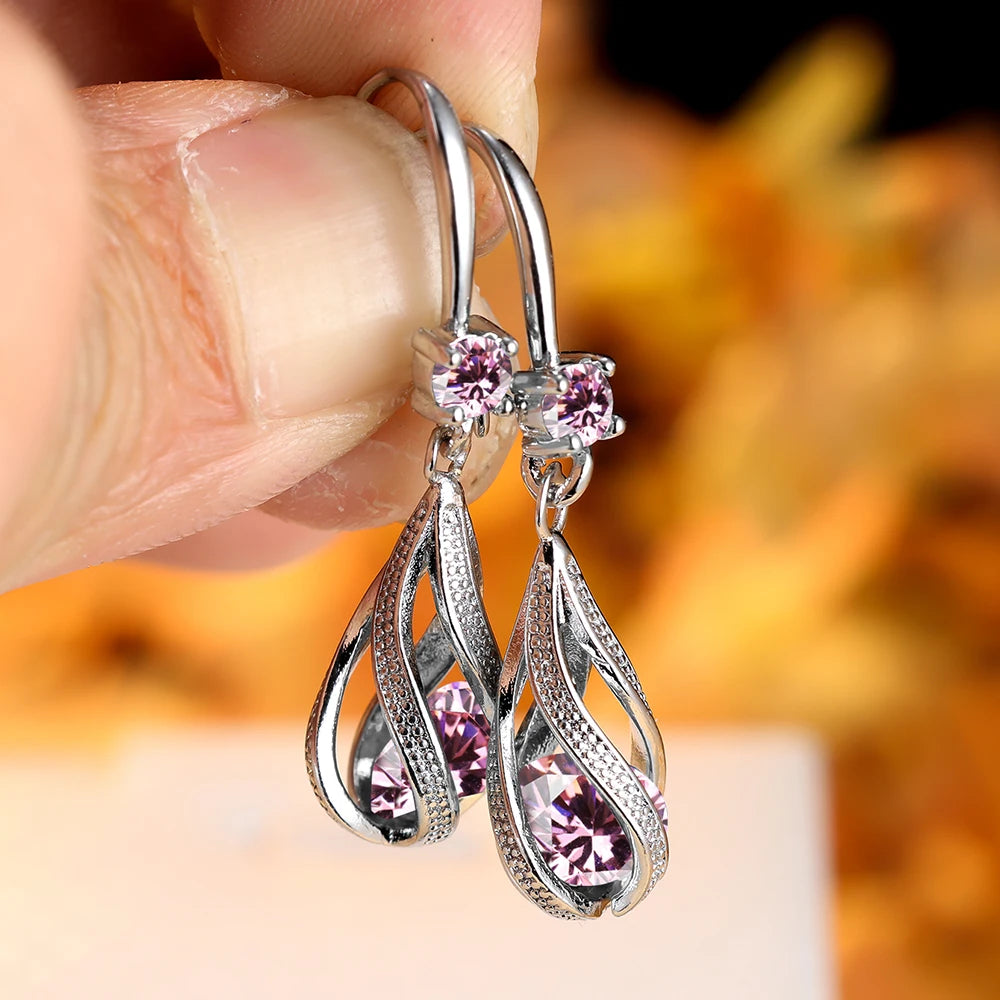 Zircon Stone Water Drop Dangle Earrings