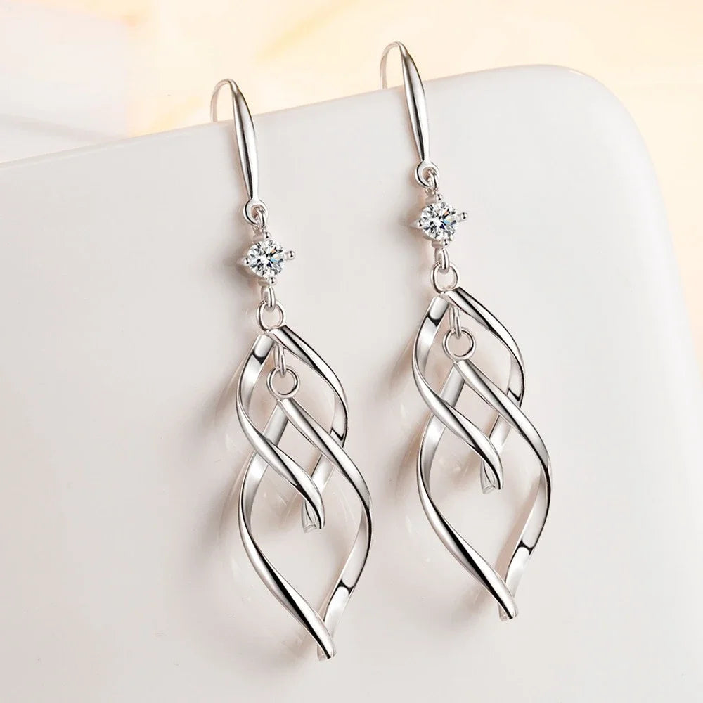 Silver Hollow Exaggerated Long Tassel Hook Earrings