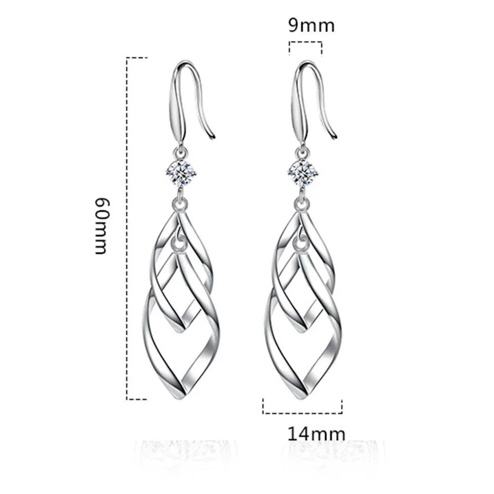 Silver Hollow Exaggerated Long Tassel Hook Earrings