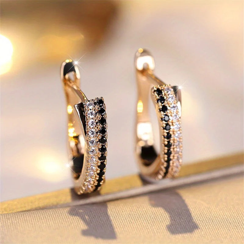 Round sparkling zircon earrings