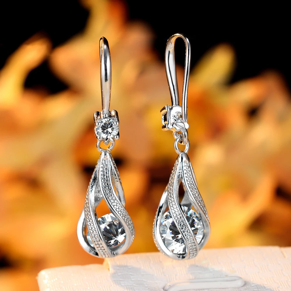 Zircon Stone Water Drop Dangle Earrings