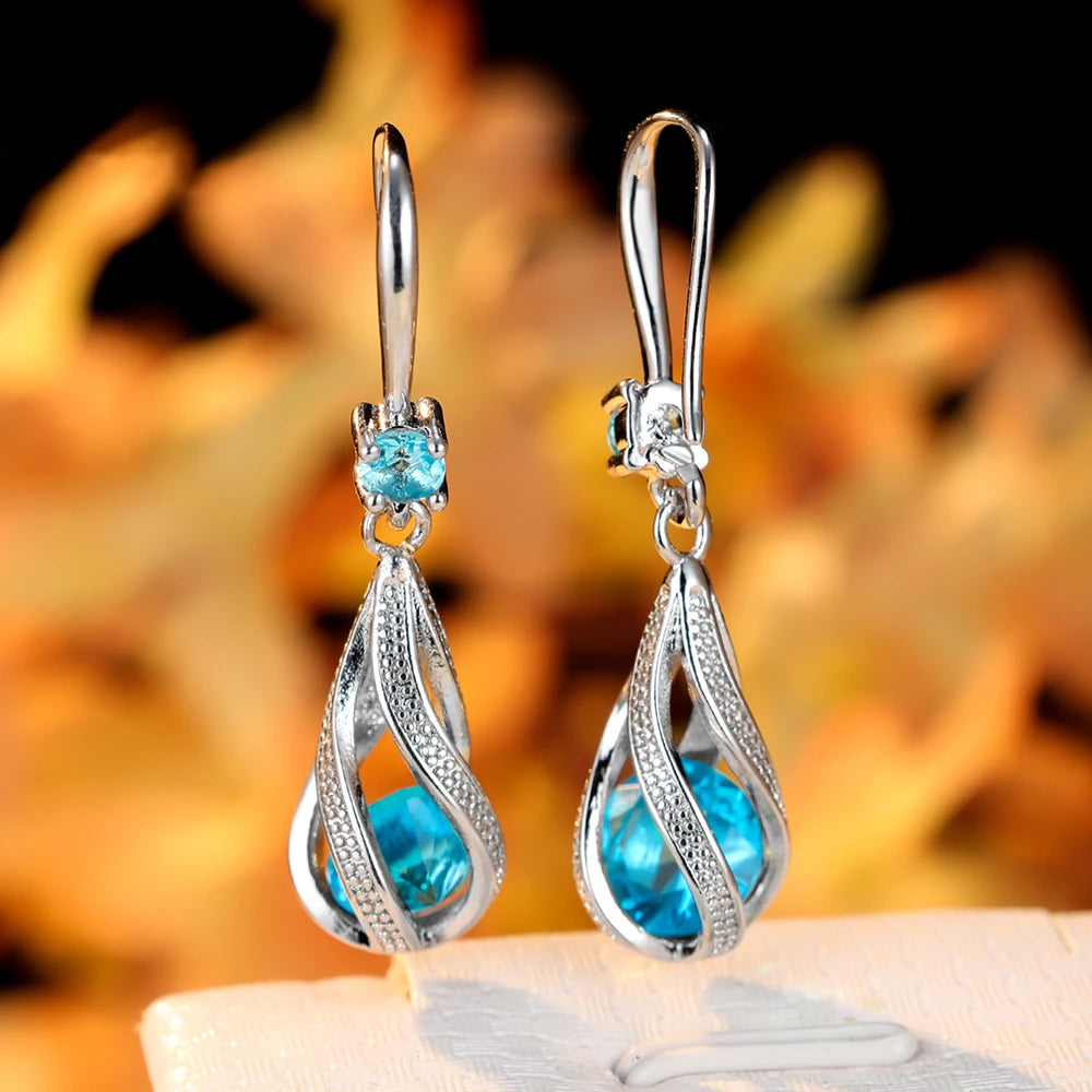 Zircon Stone Water Drop Dangle Earrings