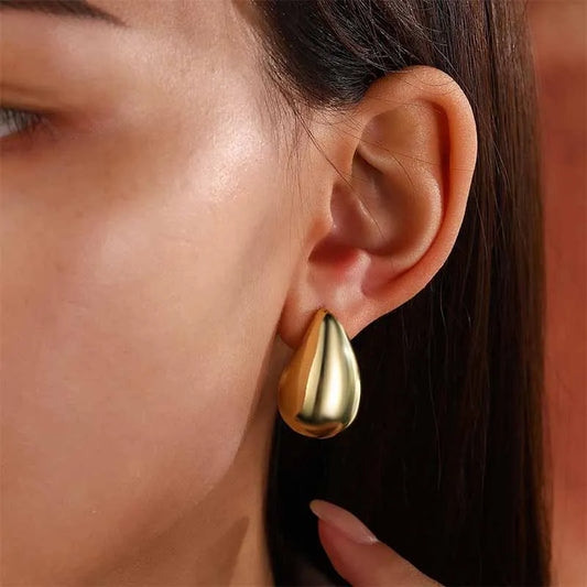 Chunky Water Drop Dome Stud Earrings