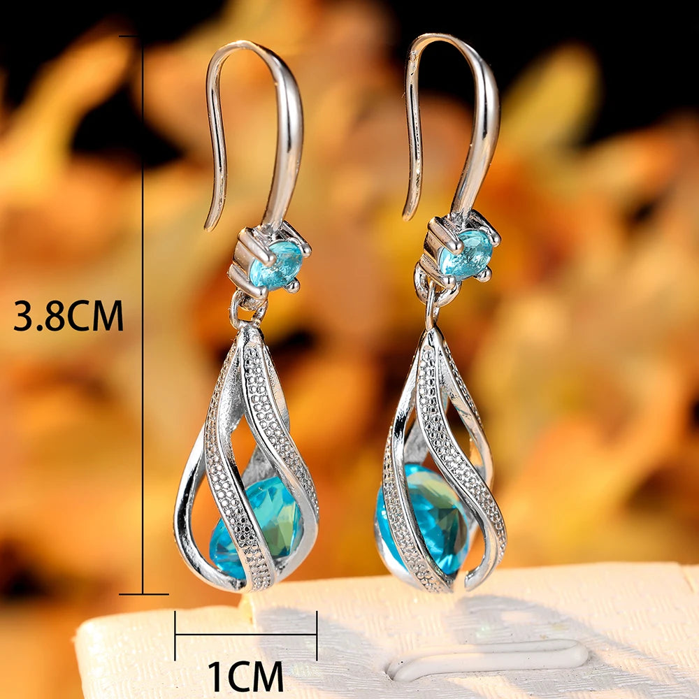 Zircon Stone Water Drop Dangle Earrings