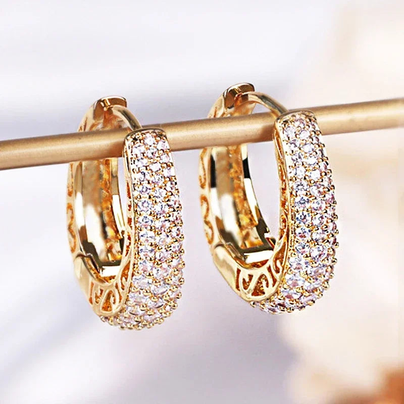 Round sparkling zircon earrings