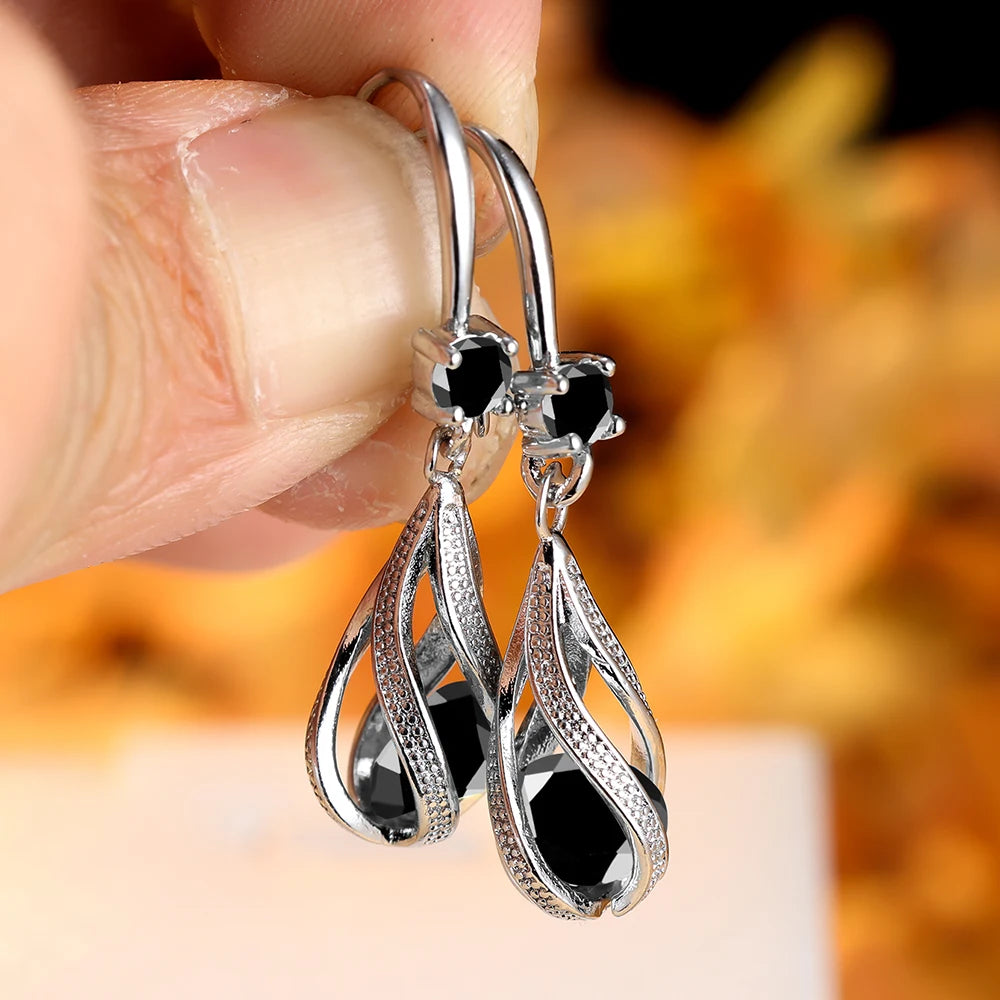 Zircon Stone Water Drop Dangle Earrings