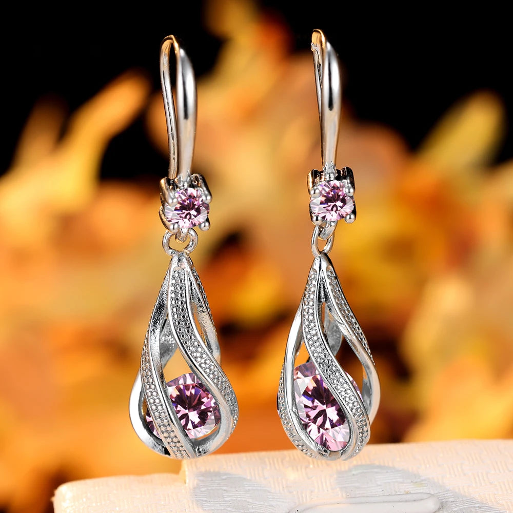 Zircon Stone Water Drop Dangle Earrings