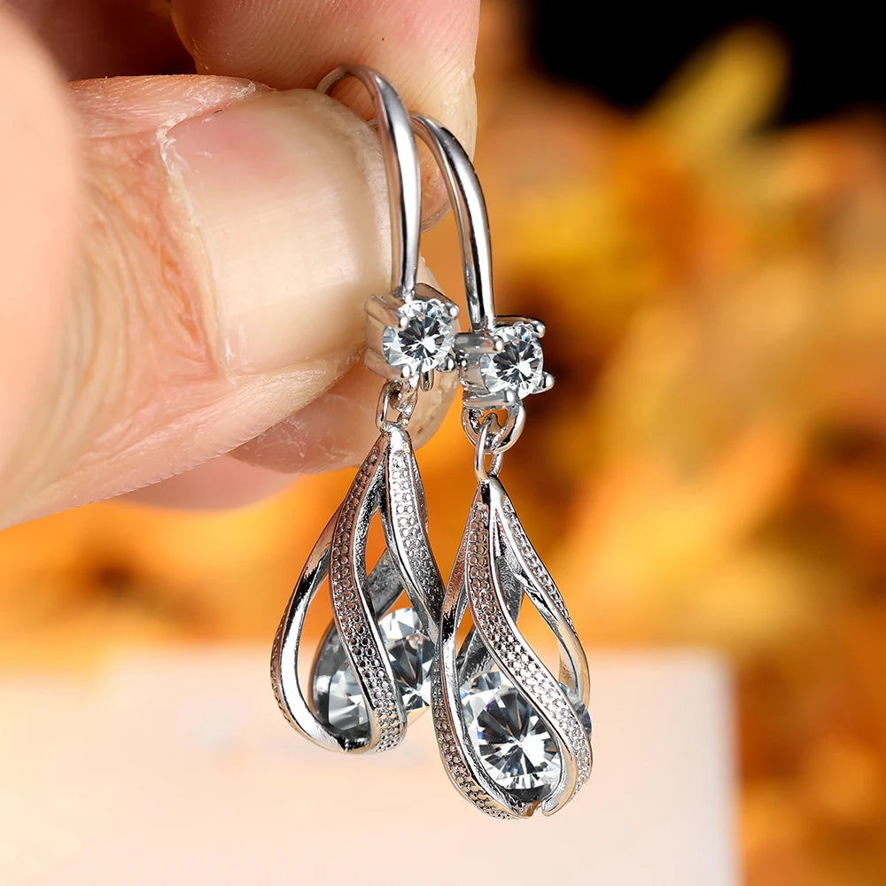 Zircon Stone Water Drop Dangle Earrings