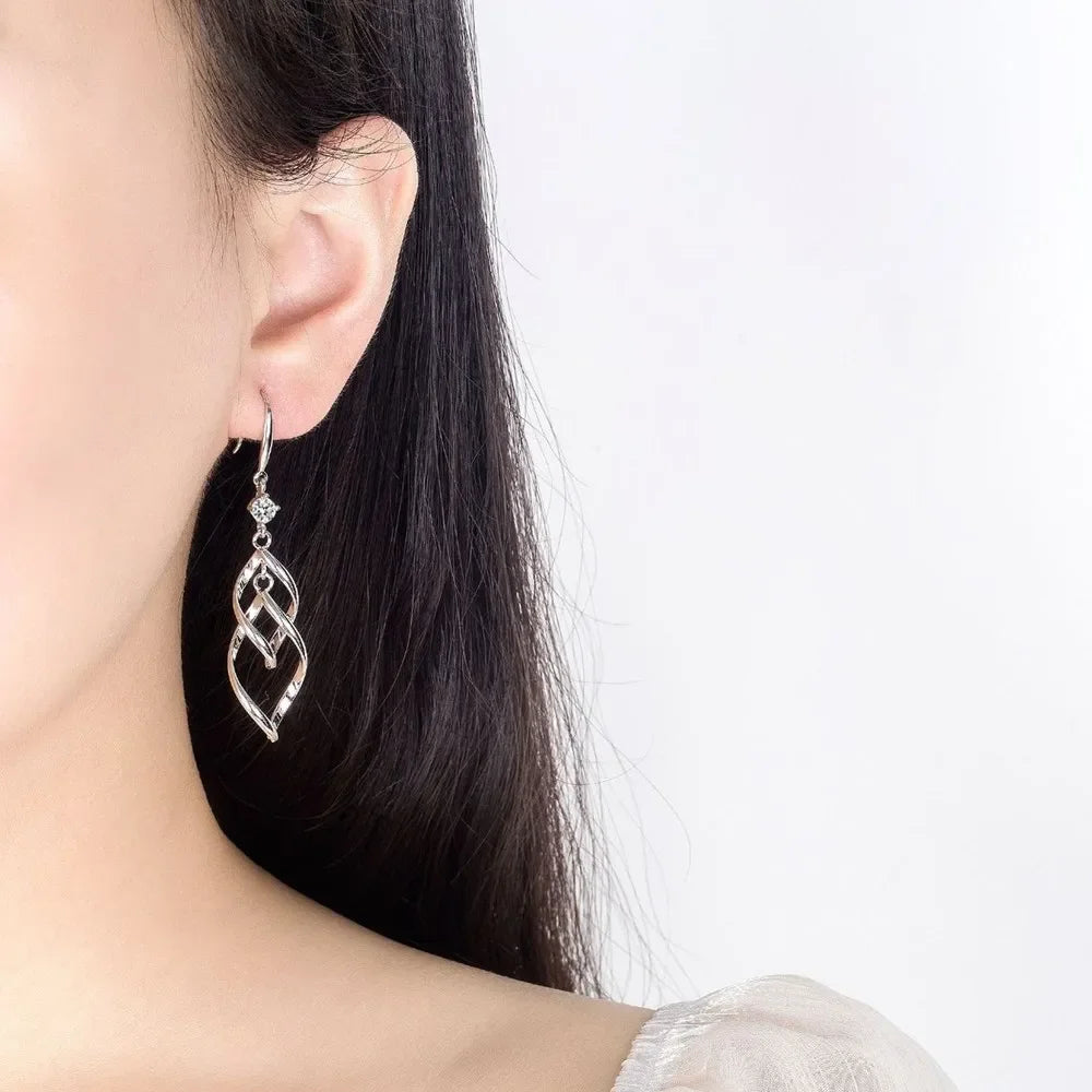 Silver Hollow Exaggerated Long Tassel Hook Earrings