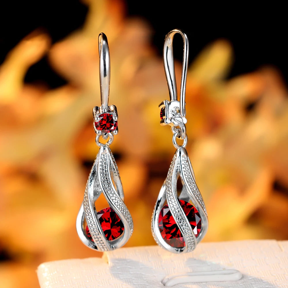 Zircon Stone Water Drop Dangle Earrings