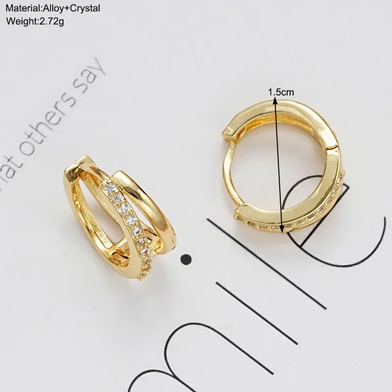 2Pcs Stainless Steel Double Ring Huggie Hoop Earrings