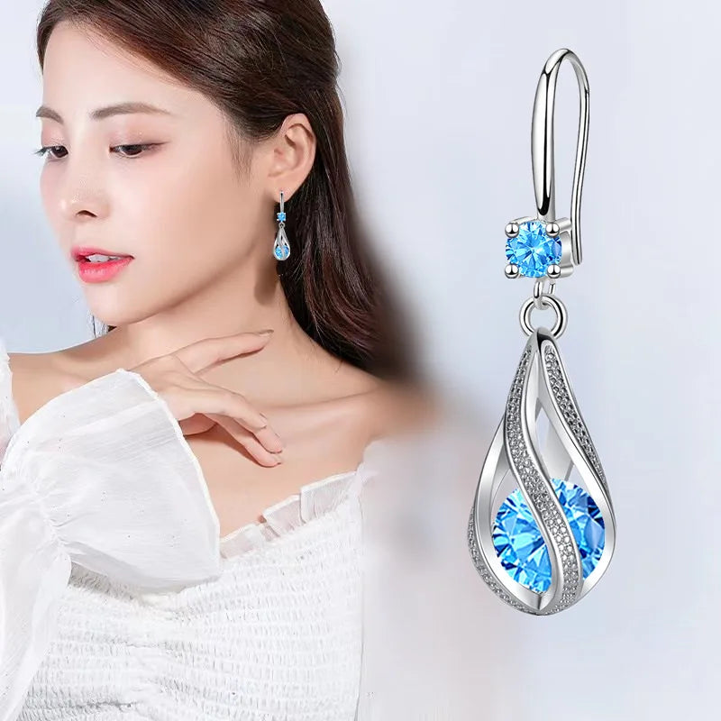 Zircon Stone Water Drop Dangle Earrings