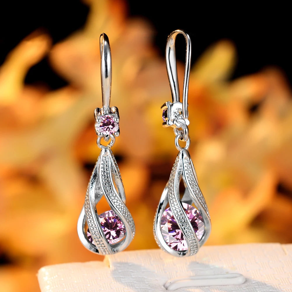 Zircon Stone Water Drop Dangle Earrings