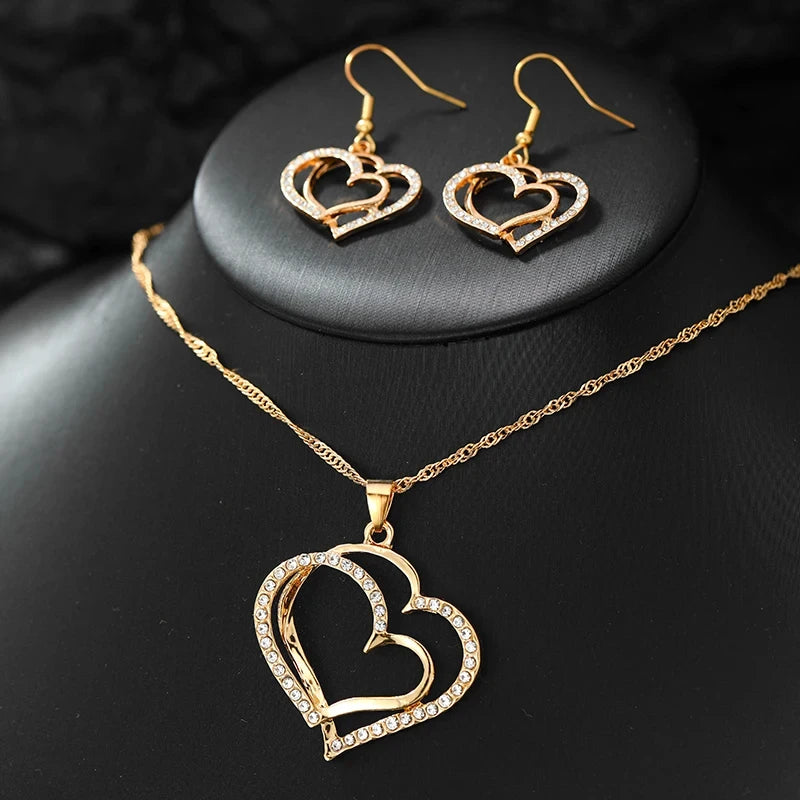 3 Pcs Set Heart Shaped Jewelry Set