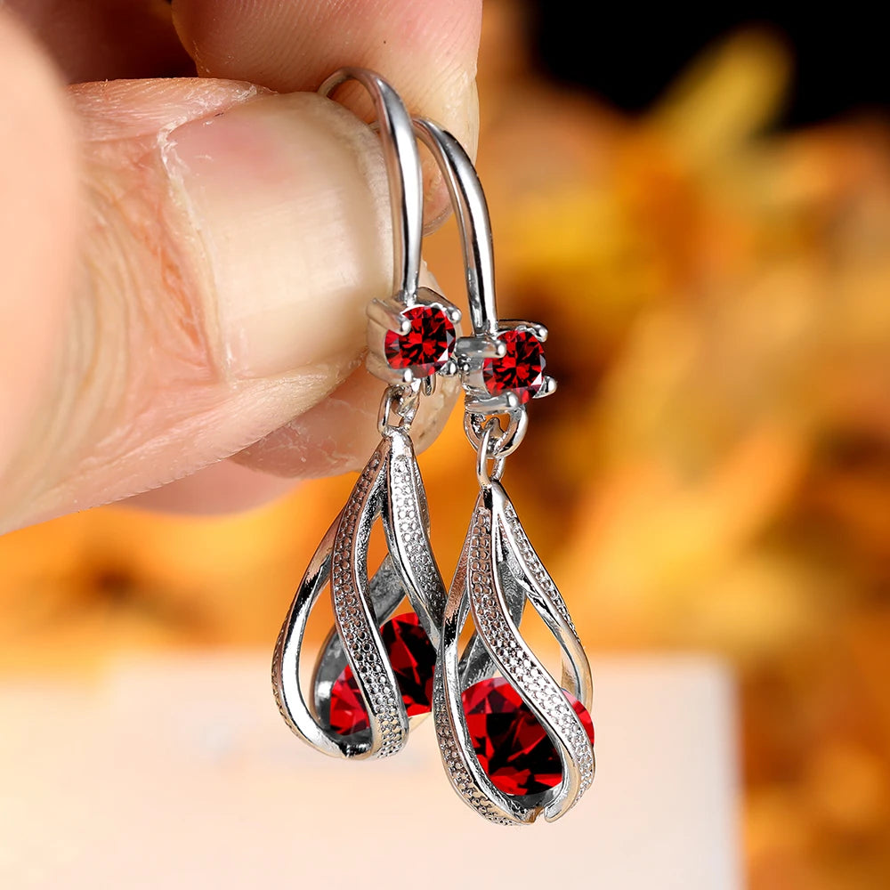 Zircon Stone Water Drop Dangle Earrings