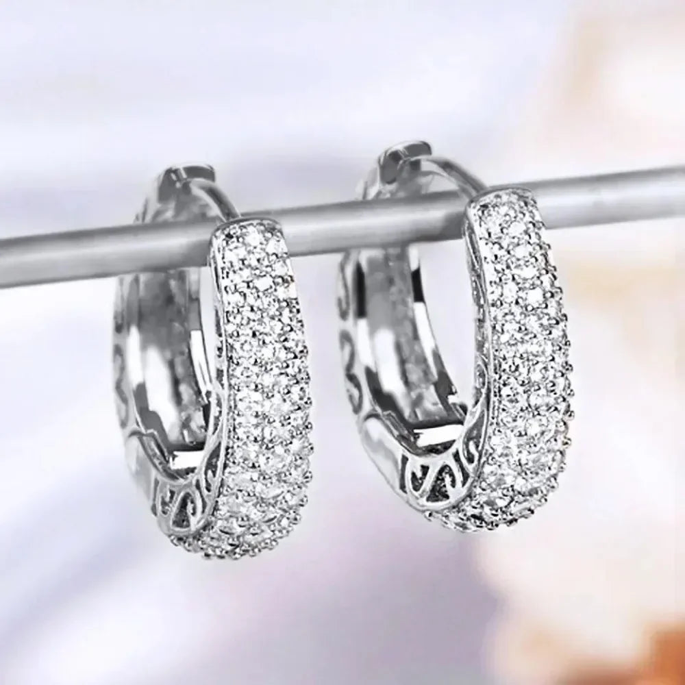 Round sparkling zircon earrings