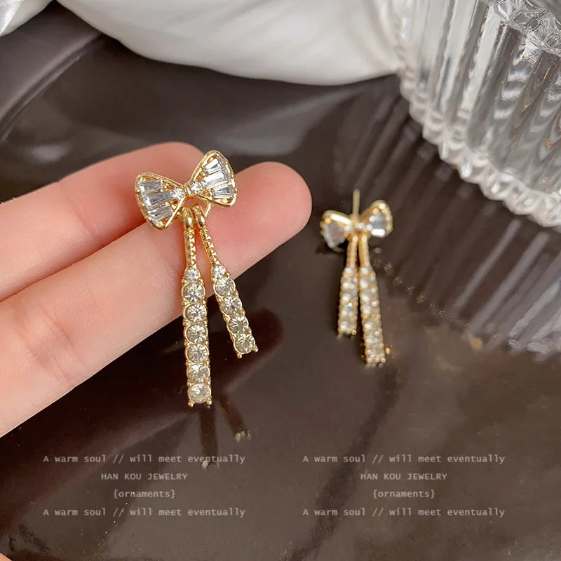 Shiny Bow Stud Earrings