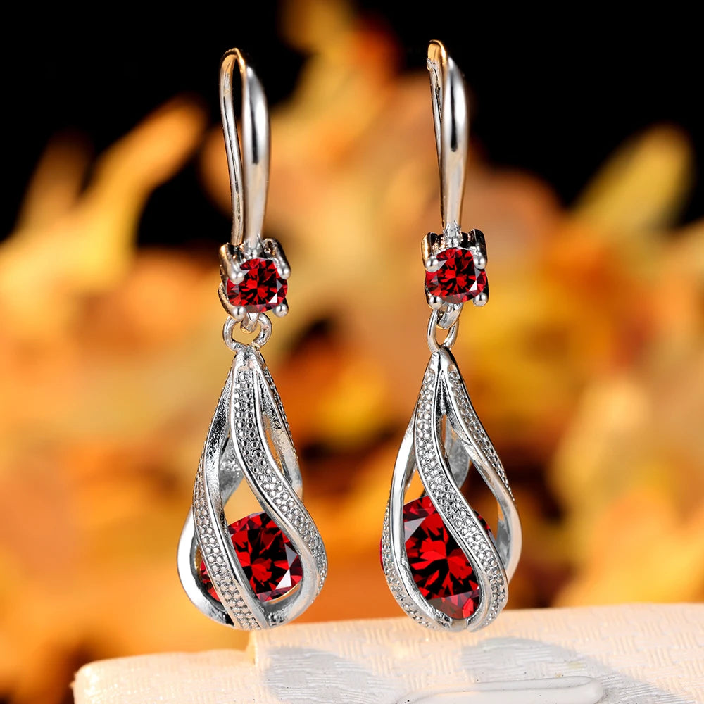 Zircon Stone Water Drop Dangle Earrings